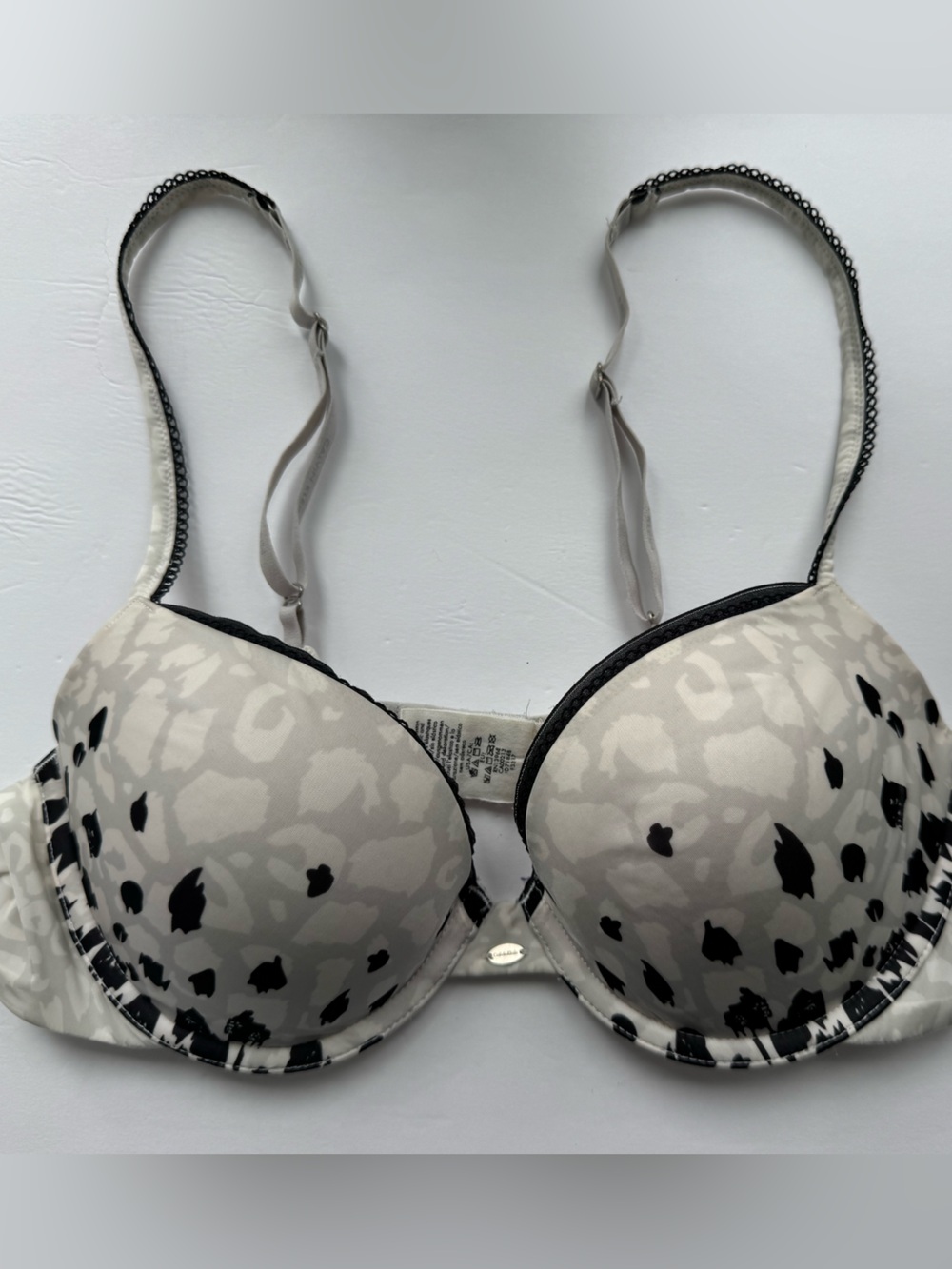 Calvin Klein Cream and Black Leopard-Print Padded Underwire Bra